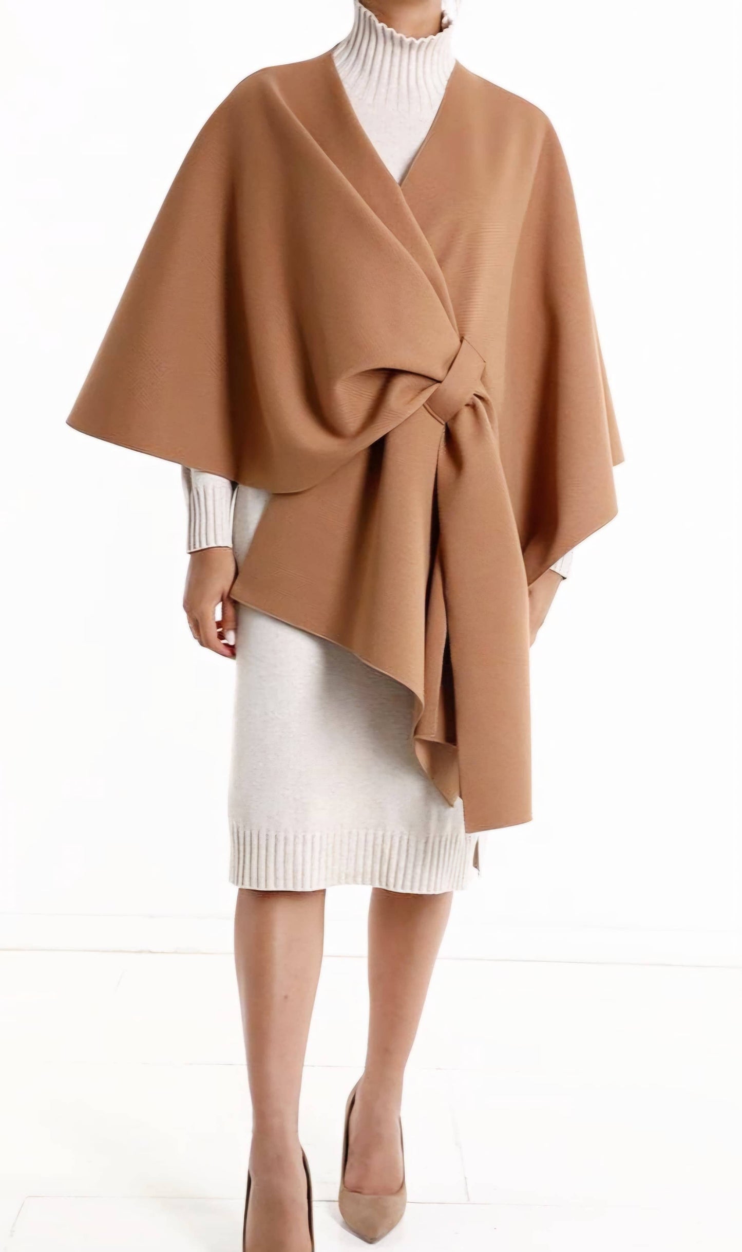 Knot Wrap Cape Poncho Knit