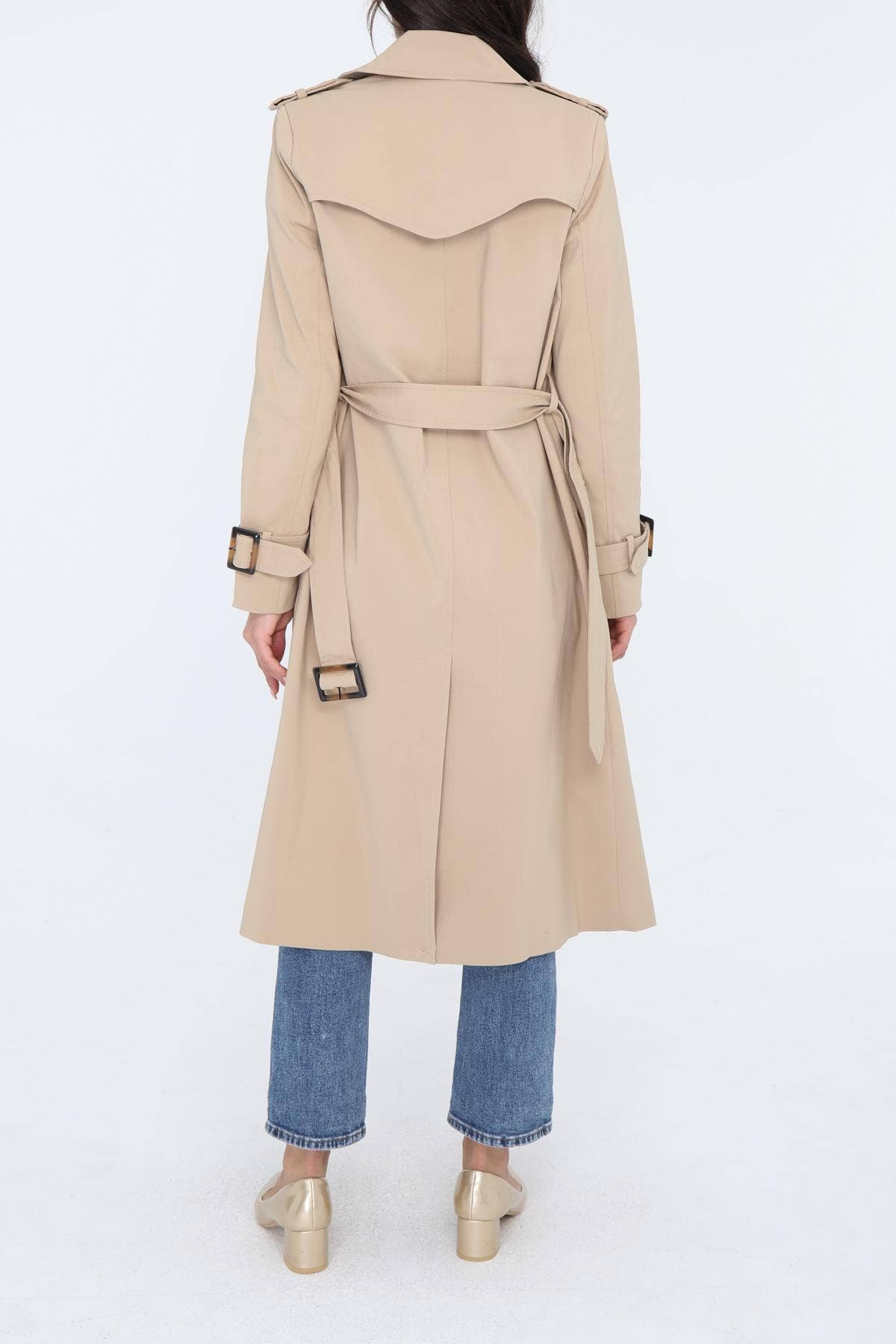 Autumn Grace Long Trench Coat with Accents
