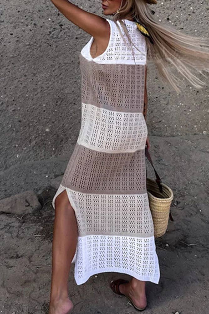 Colorblock Eyelet Split Dress